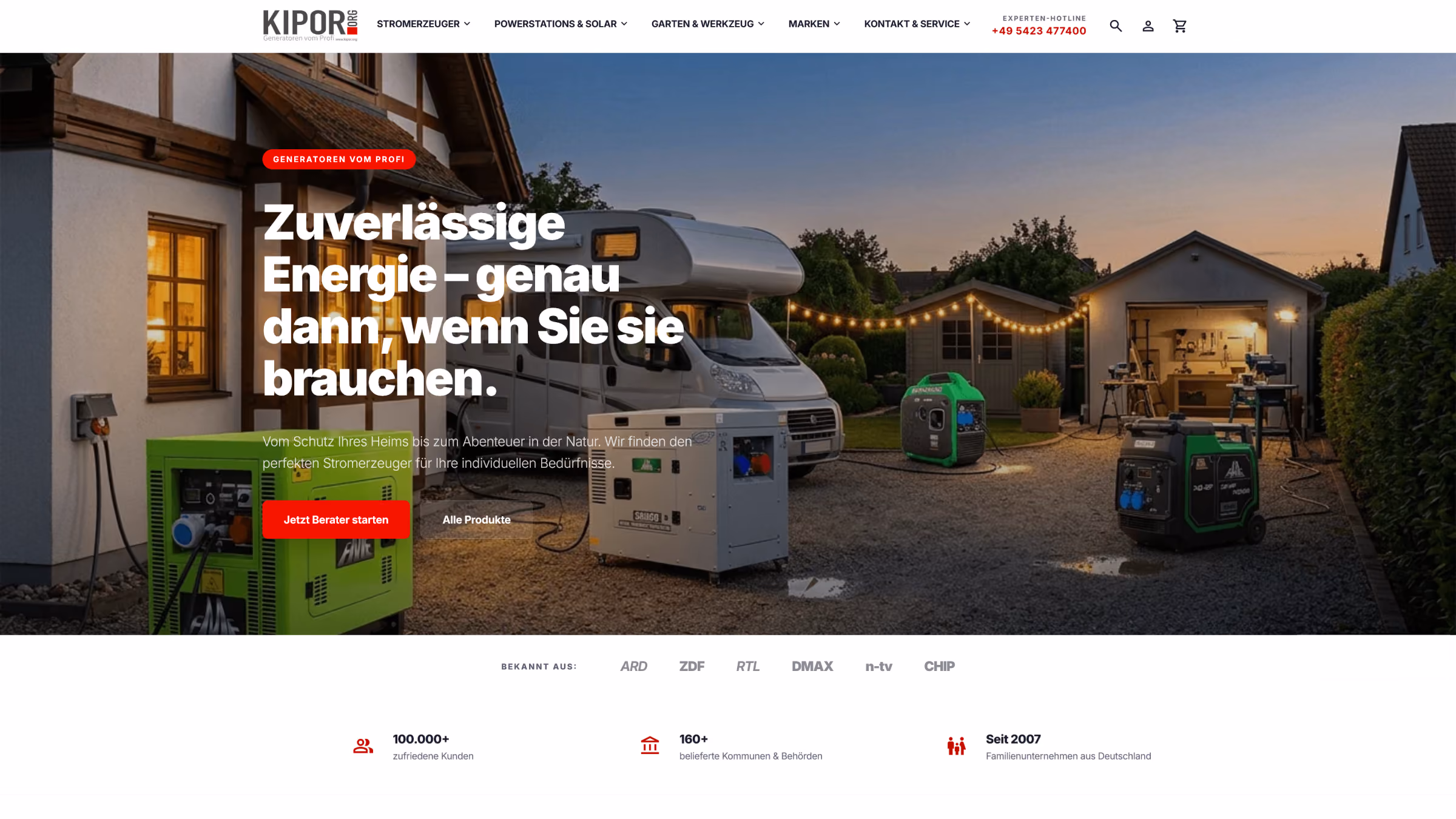 Onlineshop von Kipor.org auf Desktop und Smartphone