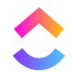 Icon with a stylized upward chevron composed of a gradient from pink to orange on top and from purple to blue on bottom inside a white rounded square.