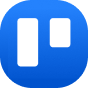 Blue square app icon with two vertical white rectangles of different heights, representing the Trello logo.