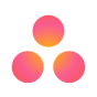 Three pink and orange gradient circles arranged in a triangular formation on a white rounded square background.