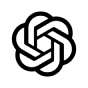 OpenAI's stylized logo featuring an interwoven, geometric design resembling a knot or hexagon.