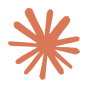 A stylized orange starburst shape on a white rounded square background.