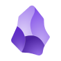 Abstract purple crystal-like geometric shape with smooth shading on a white rounded square background.
