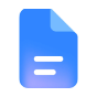 Blue and white app icon resembling a document with two horizontal lines representing text.