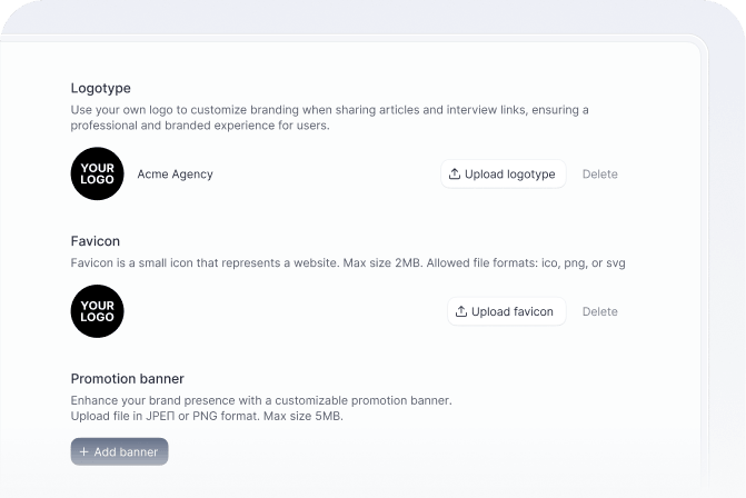 Logotype and Favicon settings
