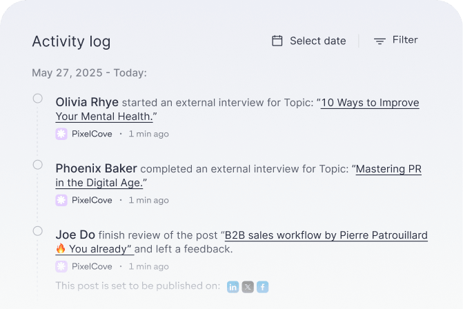 Activity log