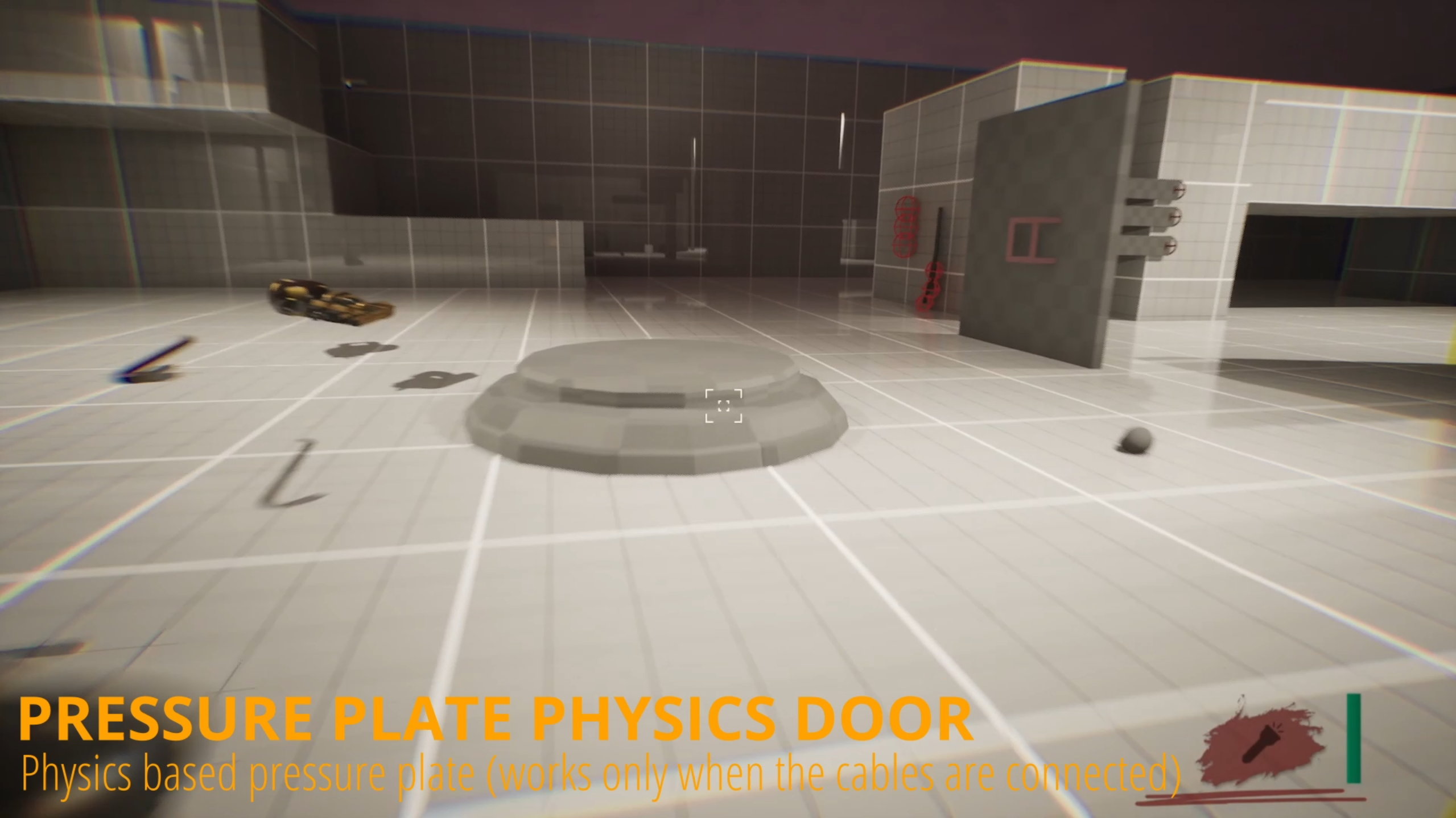 Players coordinating around a pressure plate in O.O.P.S.