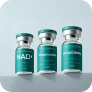 NAD+, glutathione and sermorelin vials
