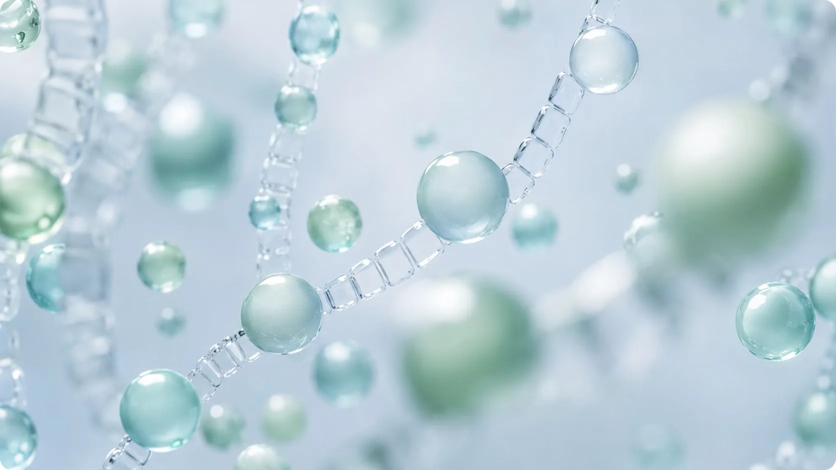 Molecular structure illustration with green spheres