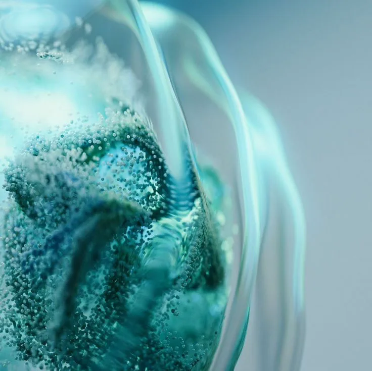 Abstract teal liquid in motion