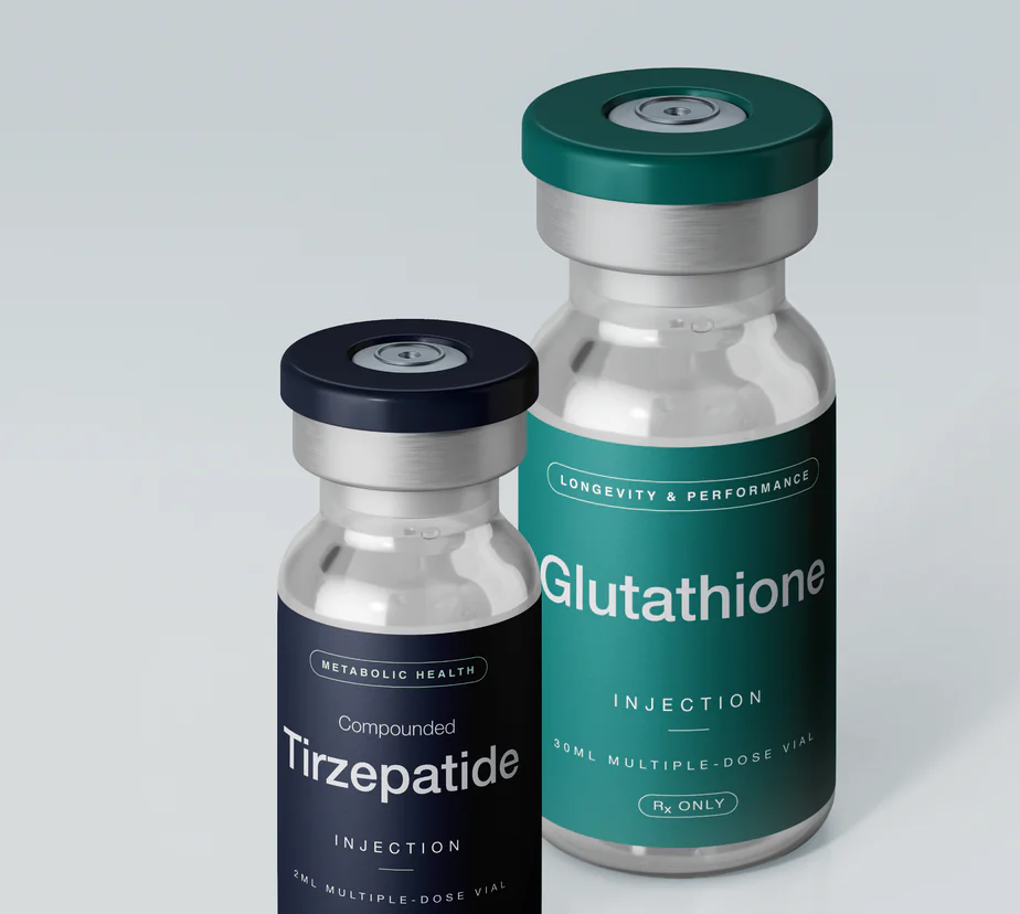 Compounded tirzepatide and glutathione vials