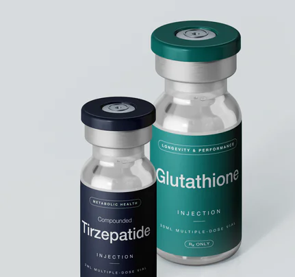 Compounded tirzepatide and glutathione vials
