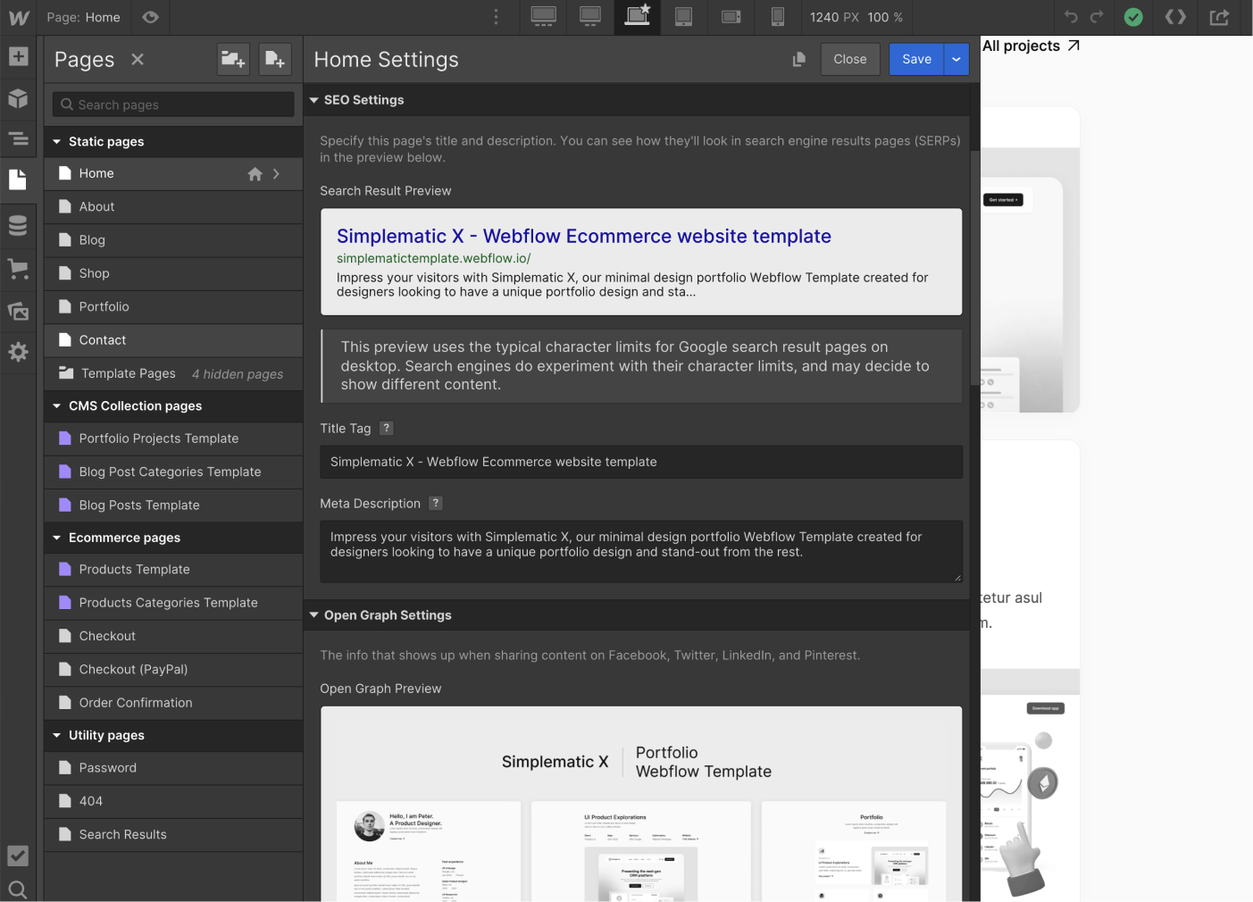 SEO - Simplematic X Webflow Template