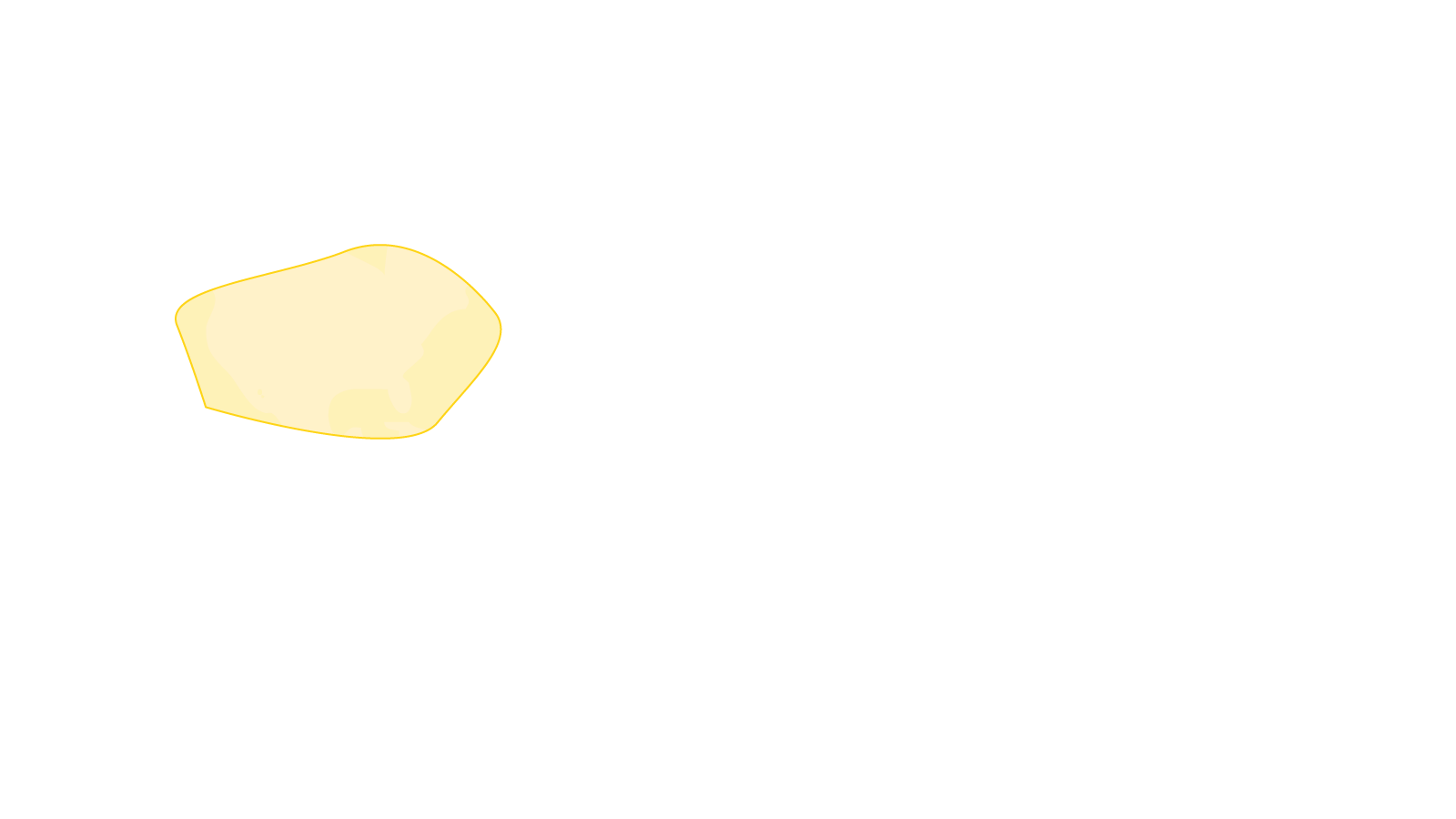 Carte du monde avec une zone jaune surlignant l'Amérique du Nord centrale, couvrant une partie des États-Unis et du sud du Canada.