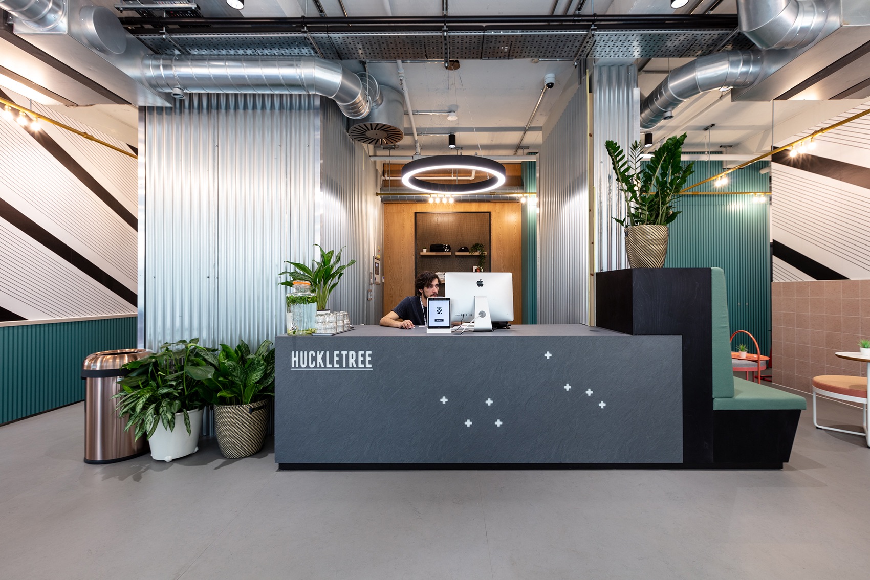 Huckletree reception desk at their London workspace