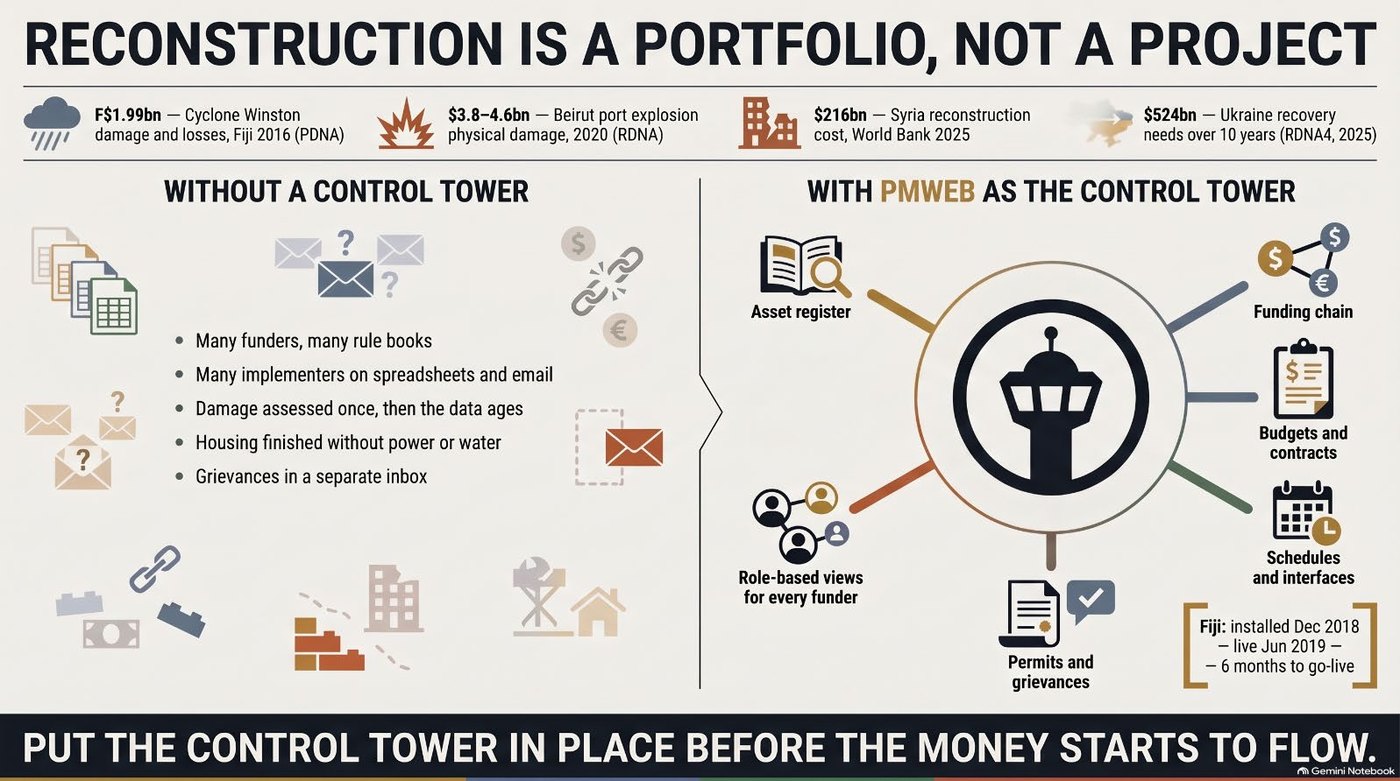Infographic from Rebuilding Nations: PMWEB as the Reconstruction Control Tower