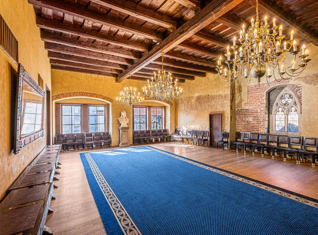 Jiřík's Hall in Prague Old Town Hall set for a private toast