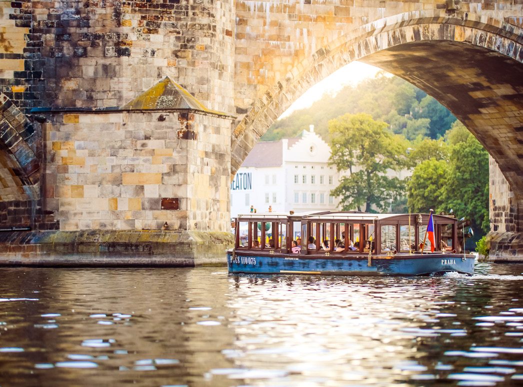 Presidential boat cruising the Vltava in Prague
