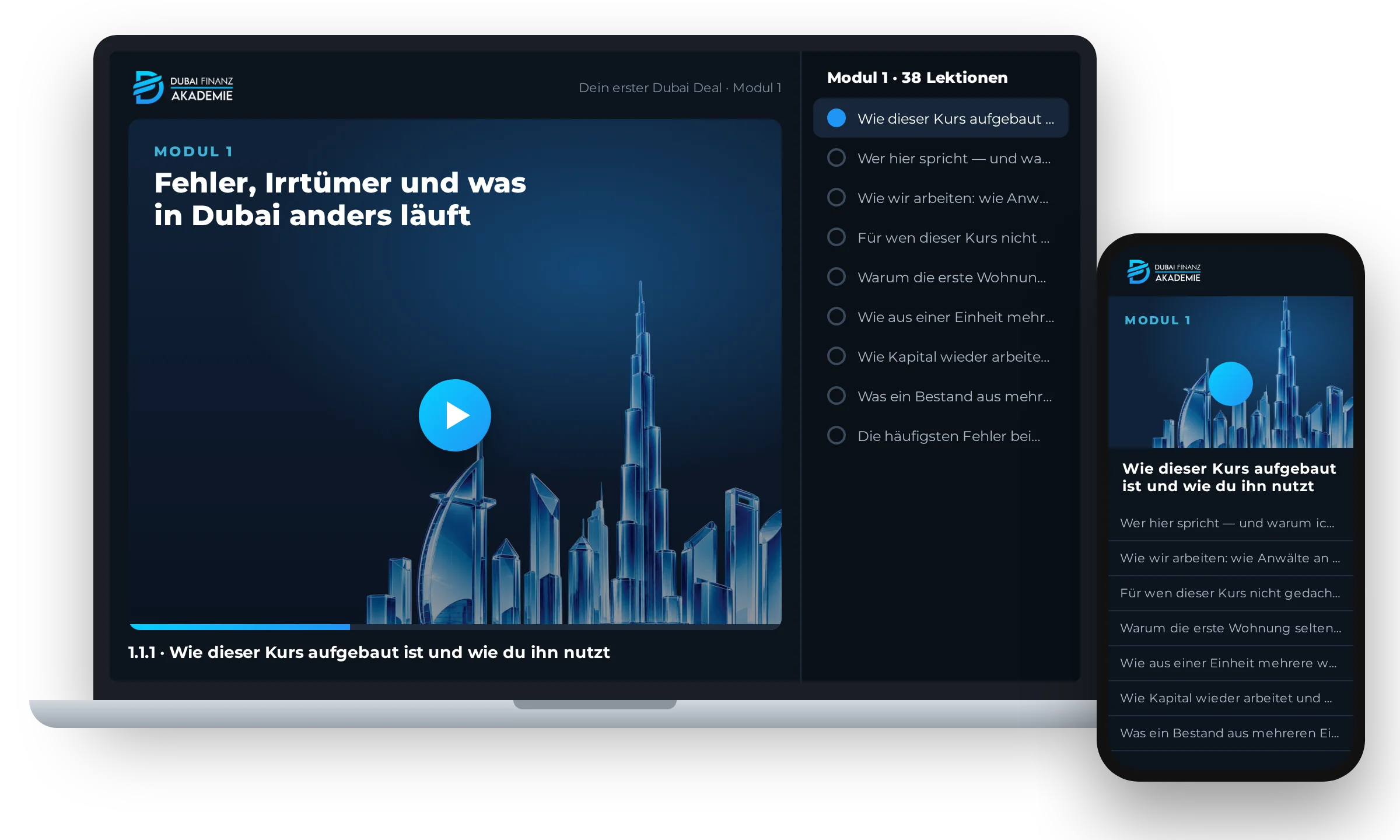 Modul 1 auf Laptop und Smartphone