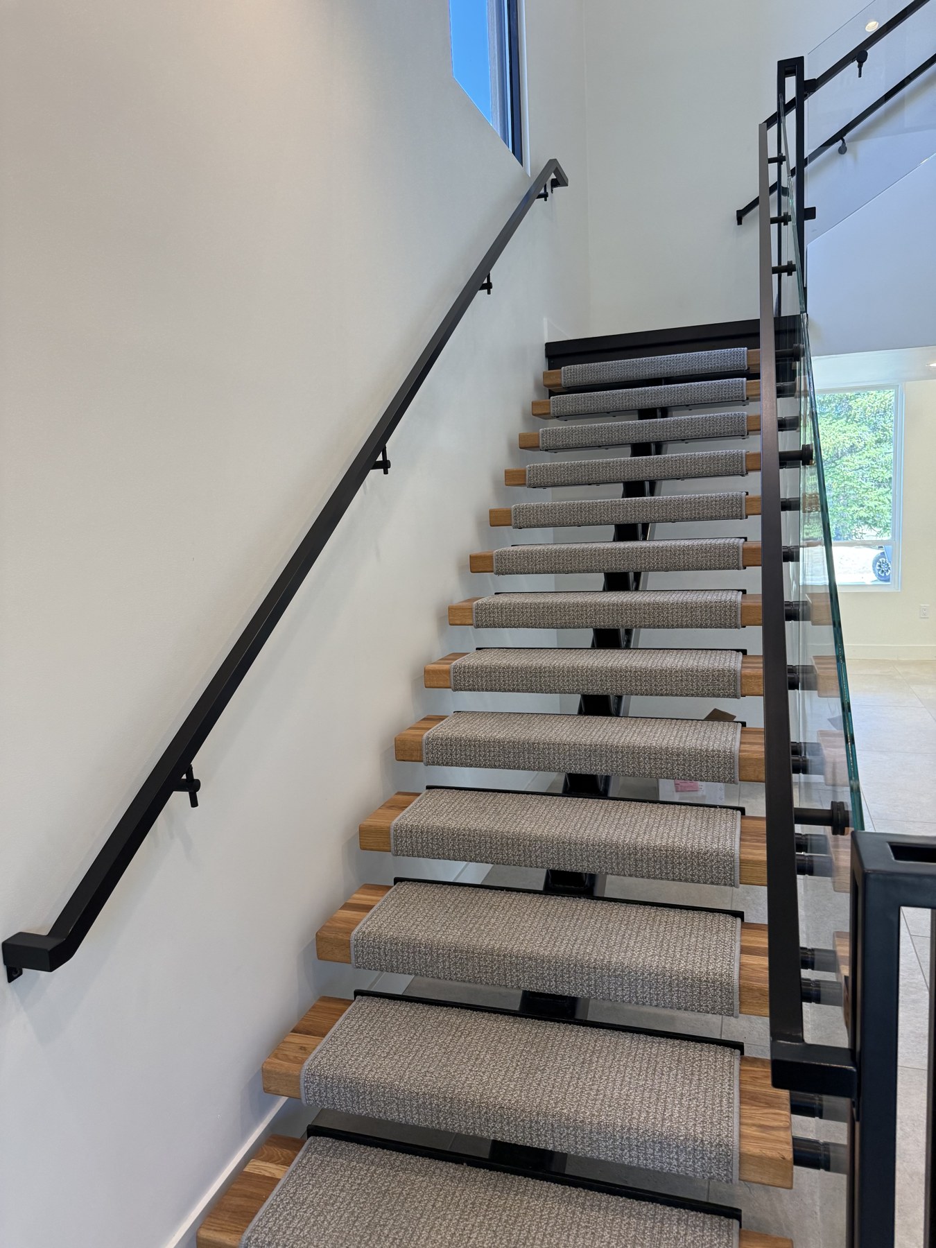 Black steel railing with clean horizontal bars