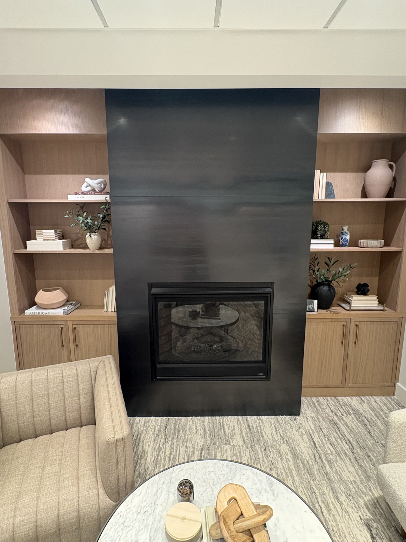 Custom fabricated metal fireplace surround