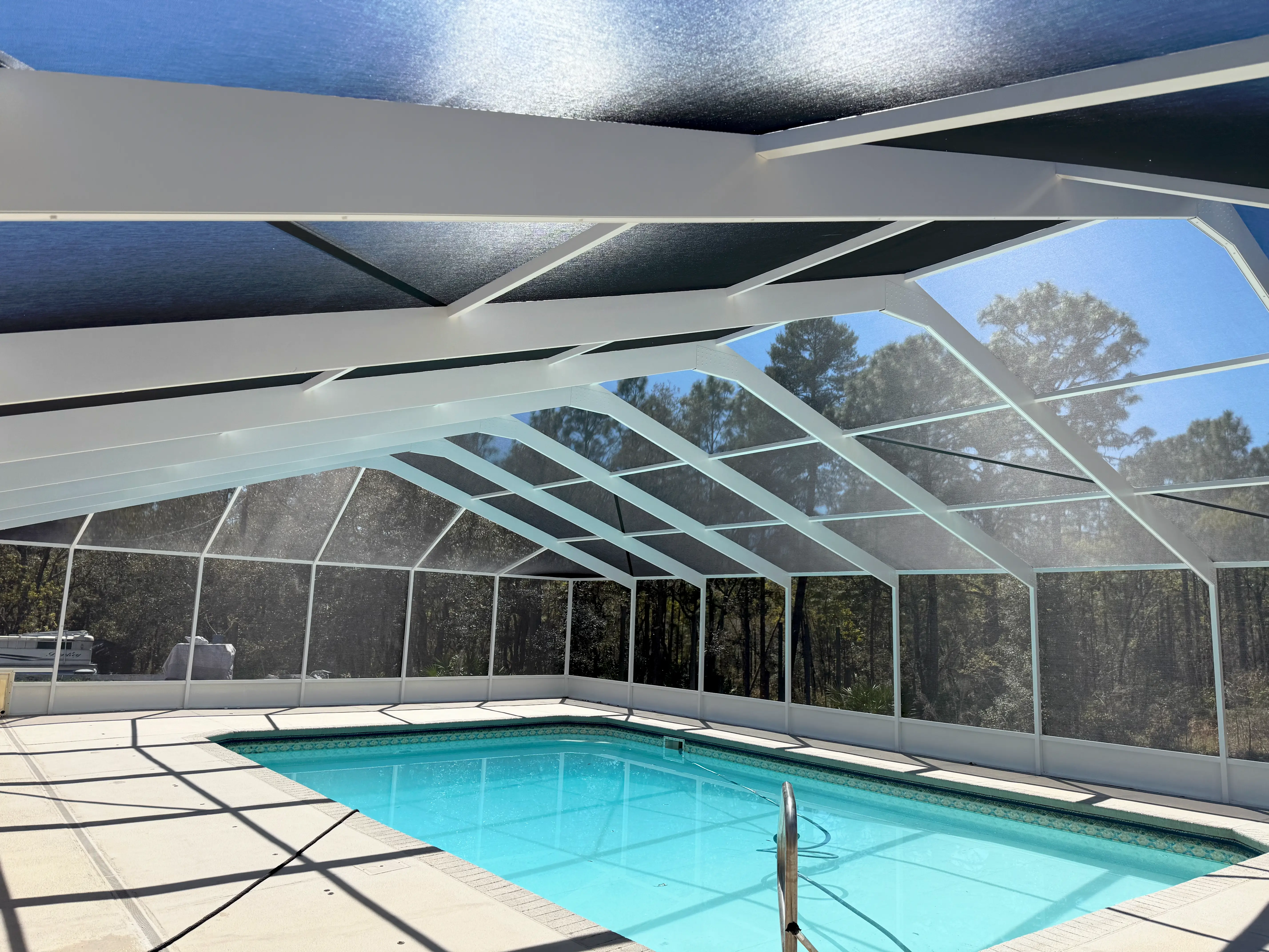 Pool area with new screening