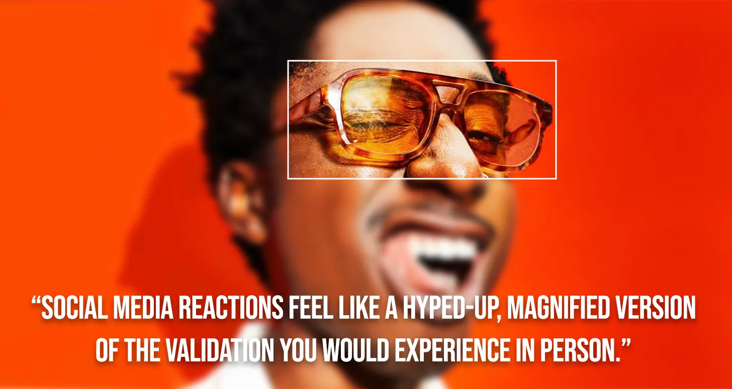 A model smiling and winking with glasses on for POLA Marketing Agency's blog article about social media followers.