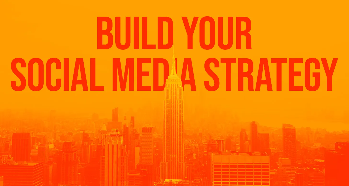 A red and orange cityscape for POLA Marketing Agency's blog article about social media followers.