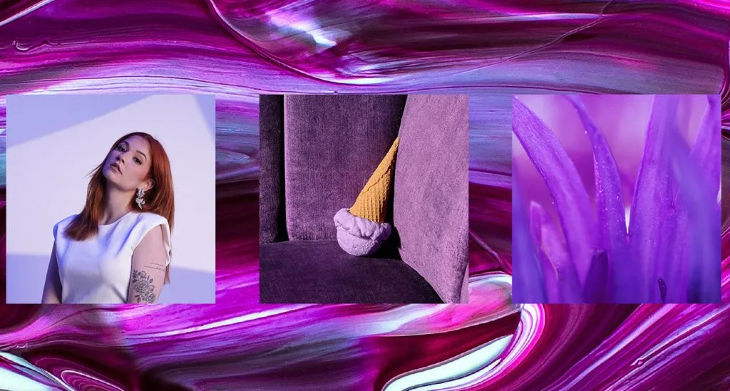 Purple-themed creative photography shot at POLA Studio in Covington, Louisiana.