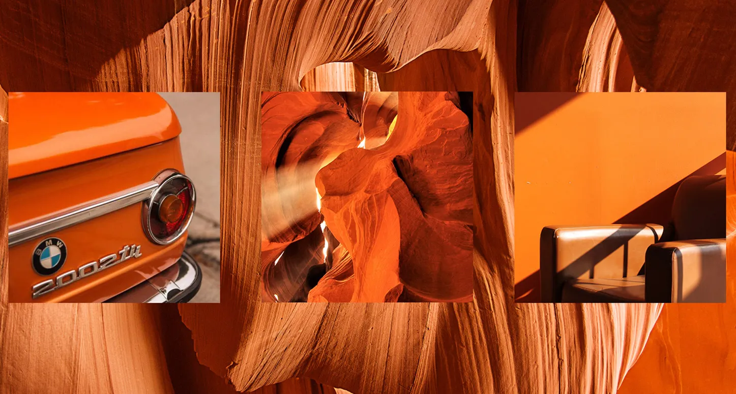 Orange-themed creative photography shot at POLA Studio in Covington, Louisiana.