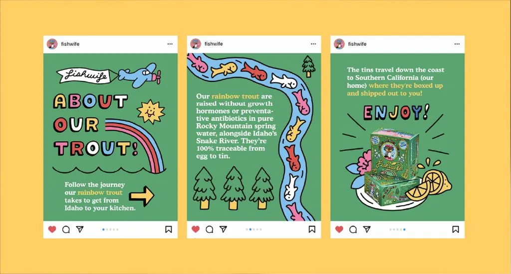 POLA Marketing Agency's digital mockup of Fishwife's Instagram posts about tinned fish.