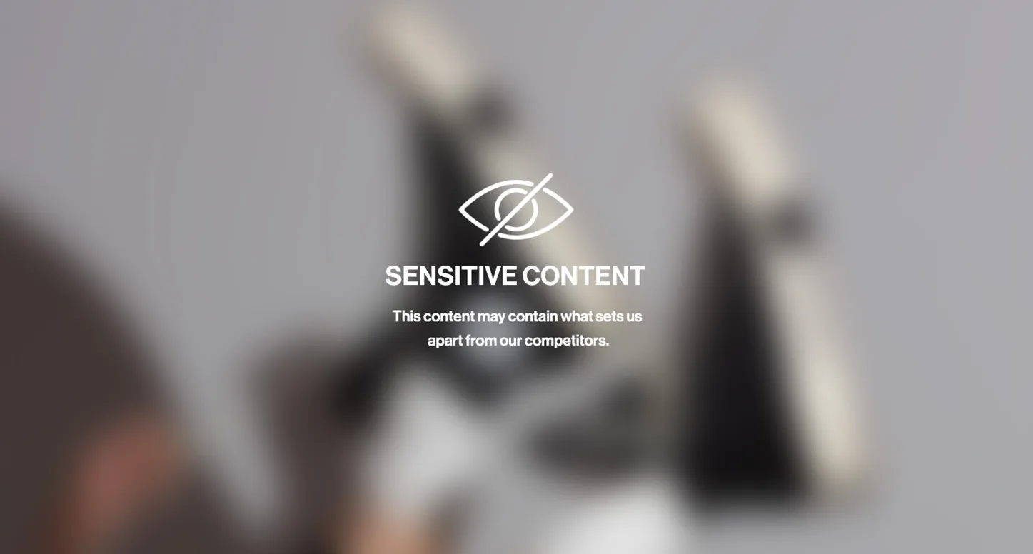 A sensitive content warning but it says "this content may contain what sets us apart from our competitors" for POLA Marketing's guide for building an e-commerce branding strategy