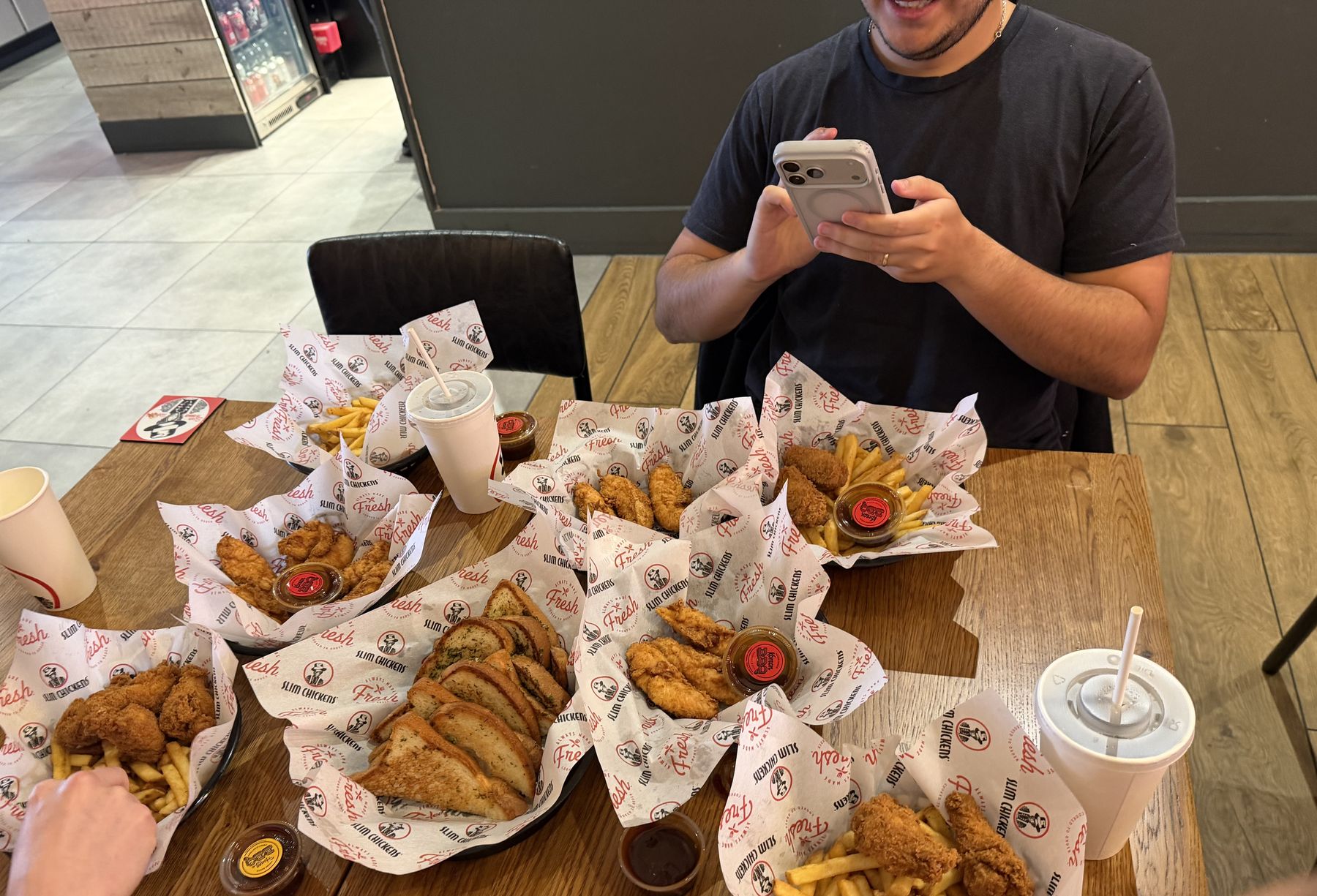 A team lunch spread