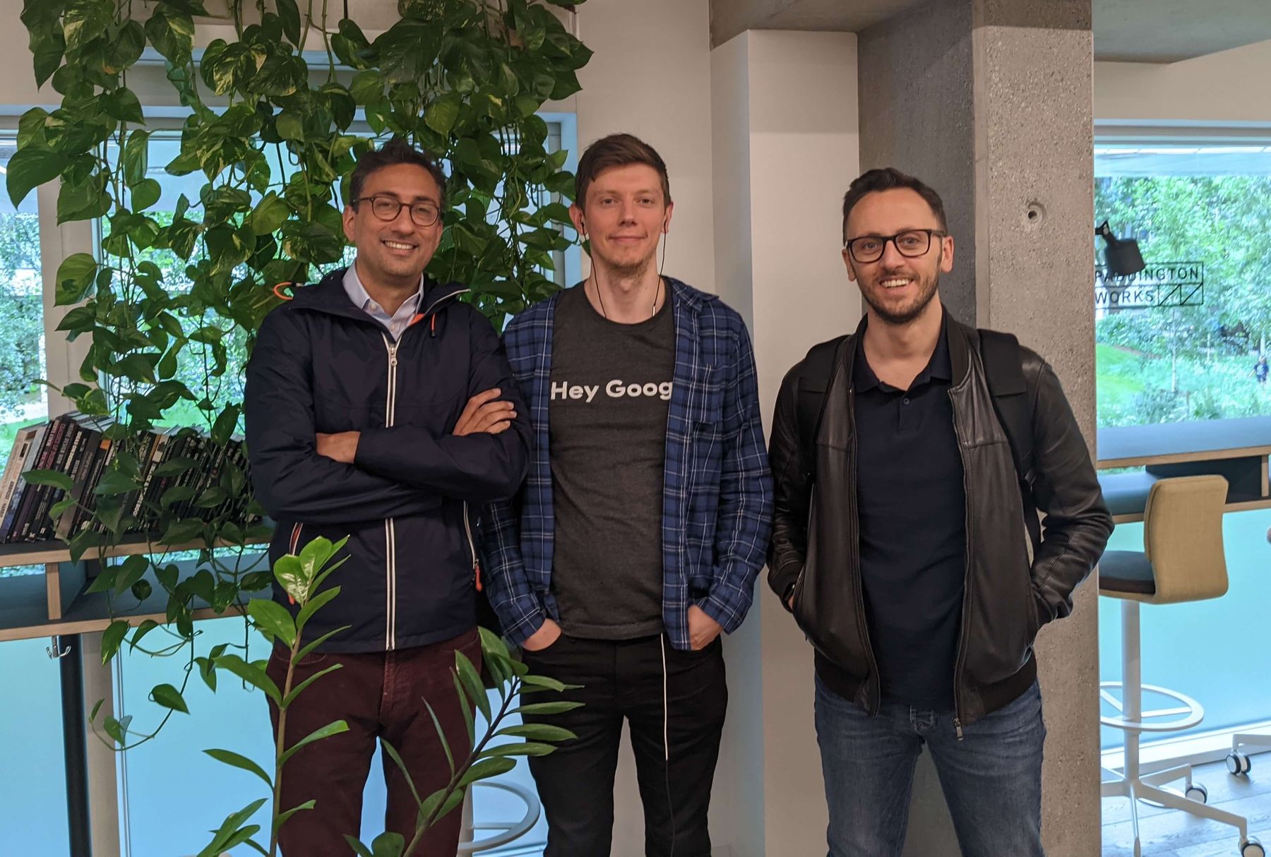 Three Voxly Digital team members in the office