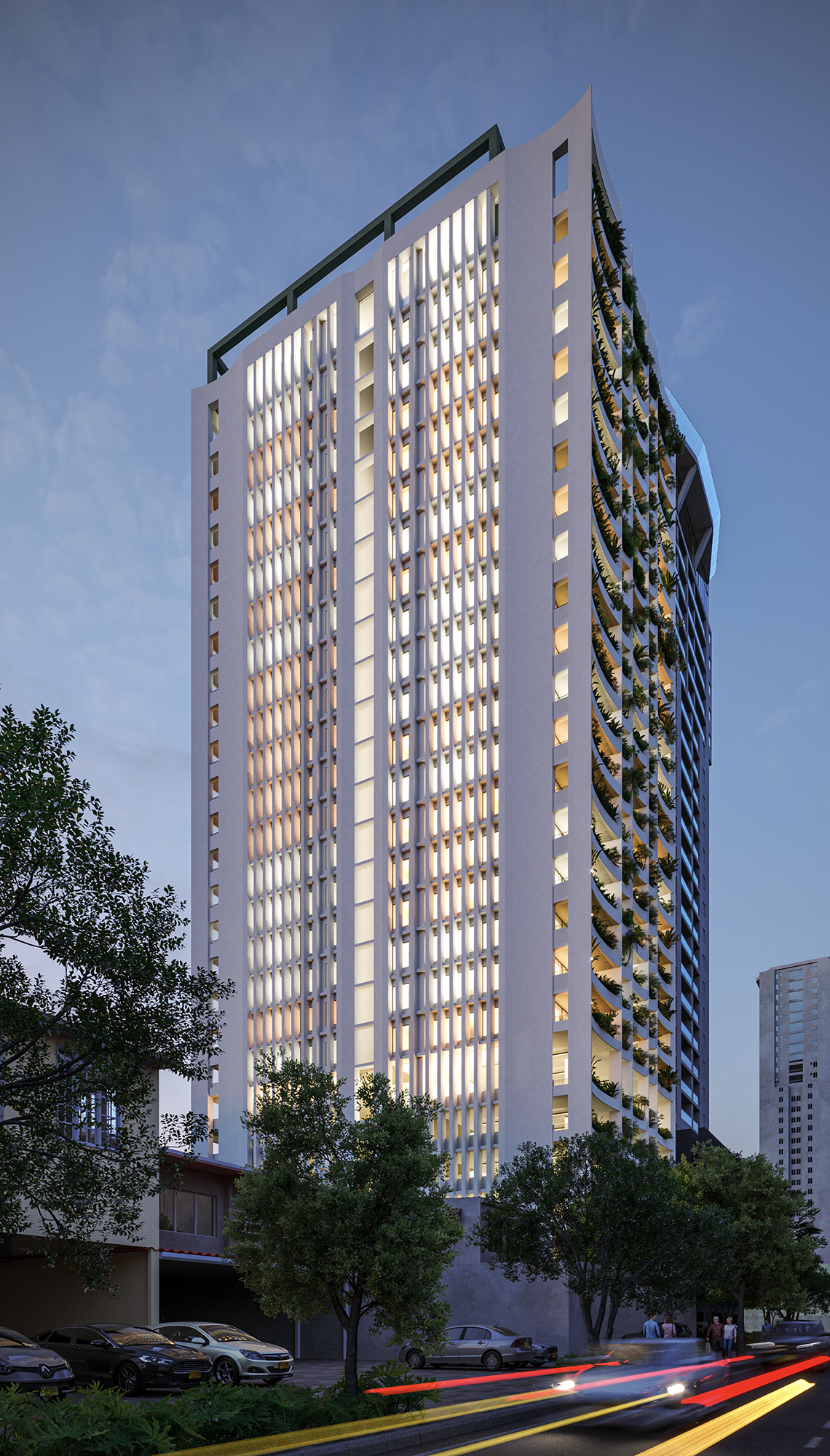 Render exterior de A19 Cincuentenario en Coco del Mar