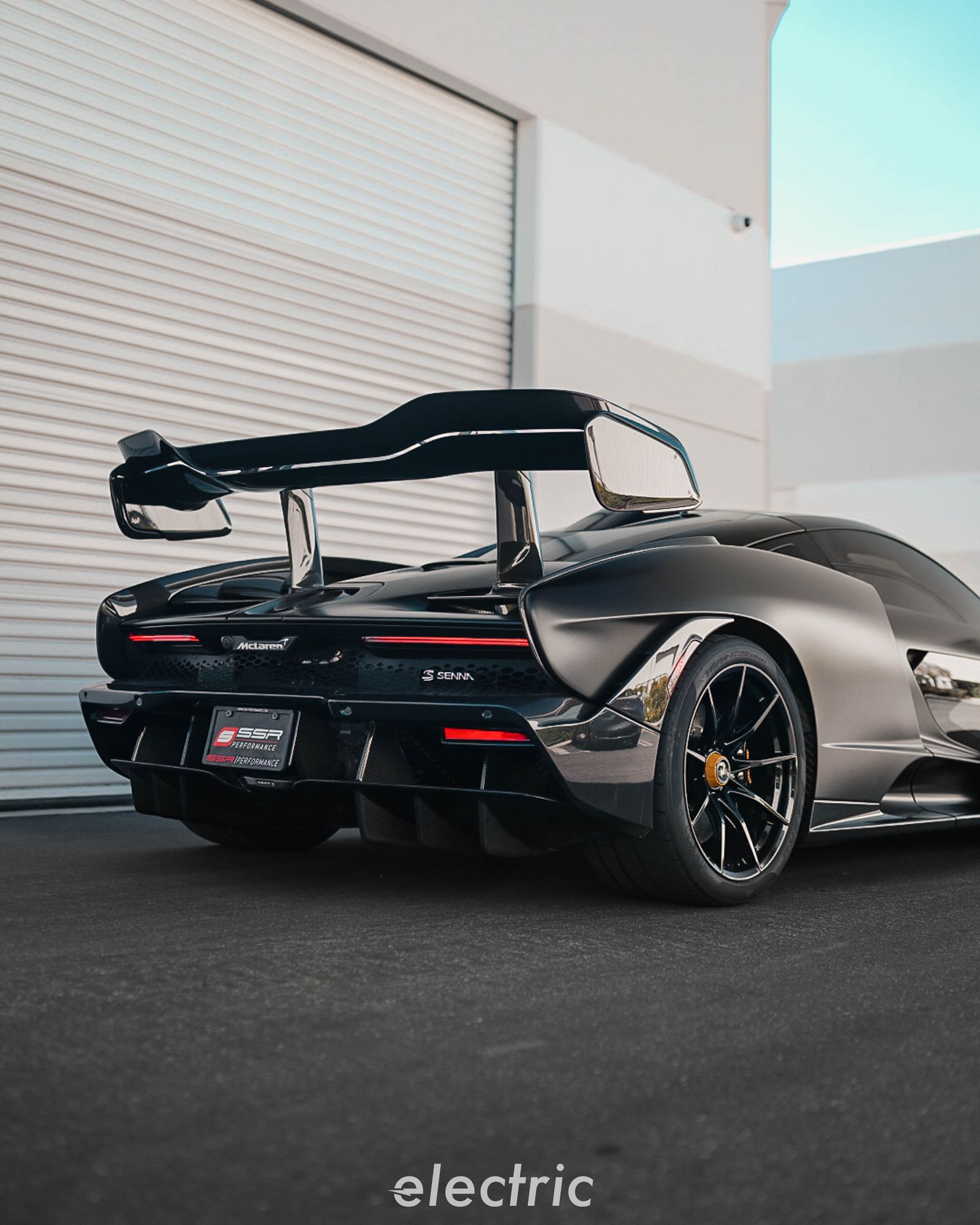 Carbon fiber rear wing and diffuser on a McLaren Senna