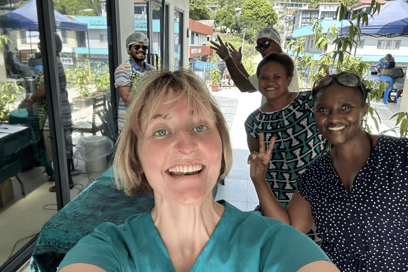 Our superstar Sarah having a blast with the KOSI team in the Solomon Islands
