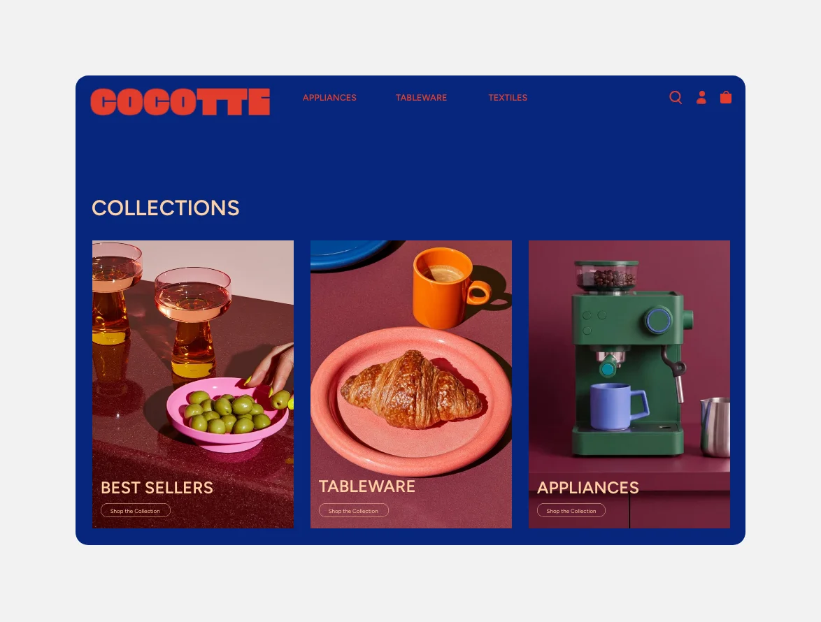 Cocotte online store branding synced to its Shop landing page