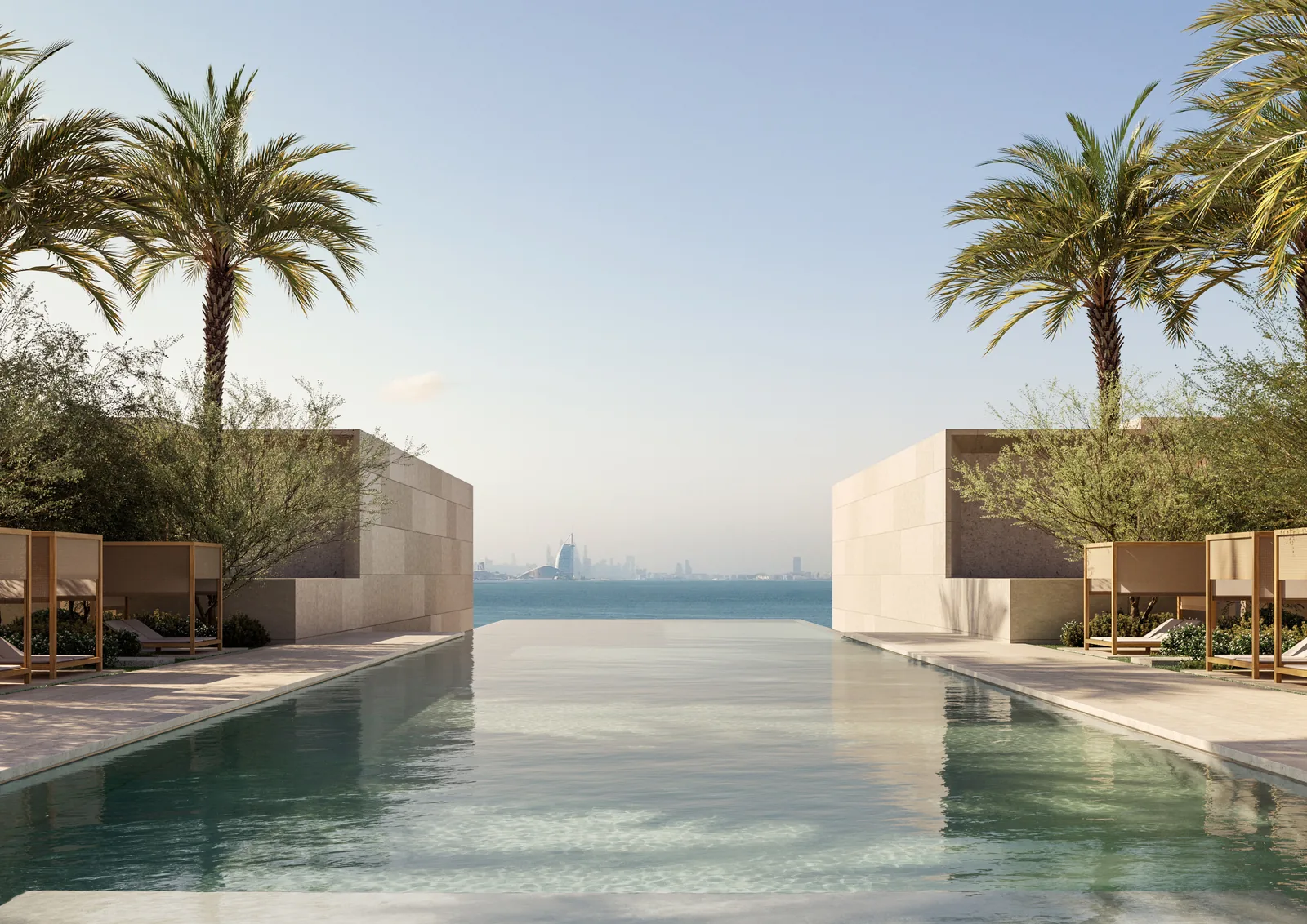 Aman Residences Dubai infinity pool facing the sea