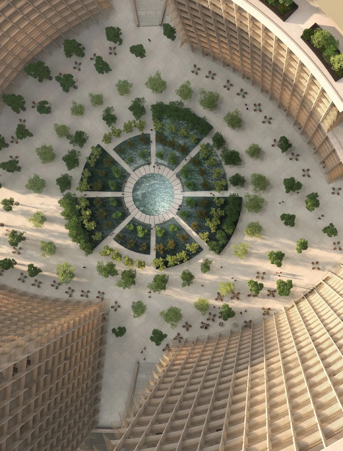 Four Seasons Private Residences DIFC garden courtyard from above