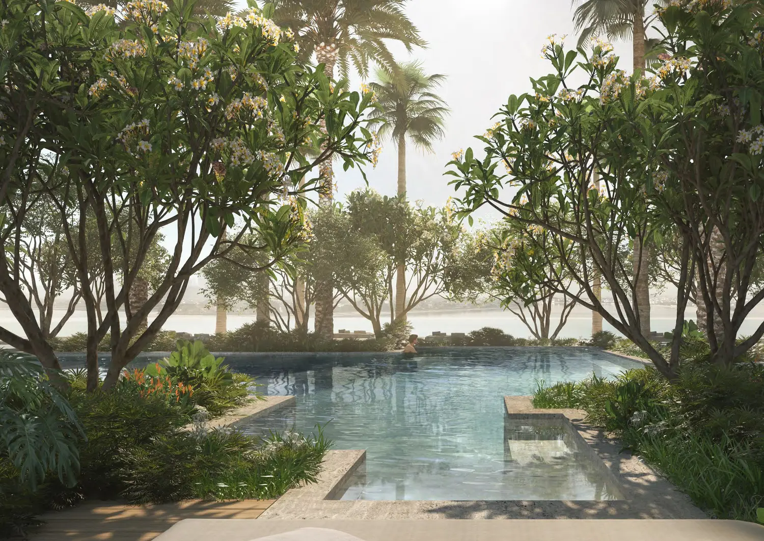 The Alba garden pool by the beach