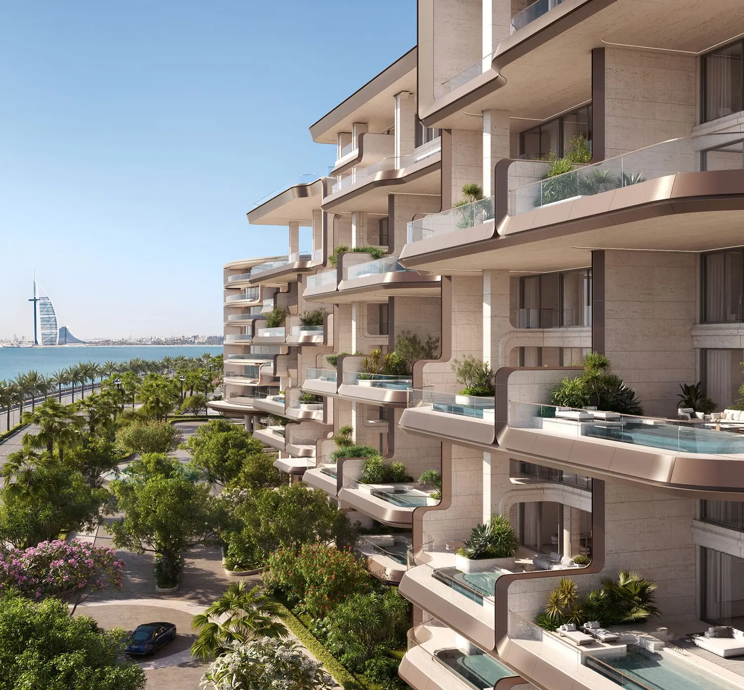 The Alba facade with Burj Al Arab views