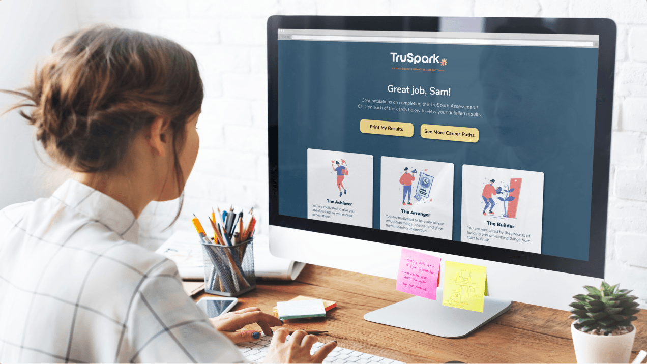 TruSpark career exploration platform on a desktop computer