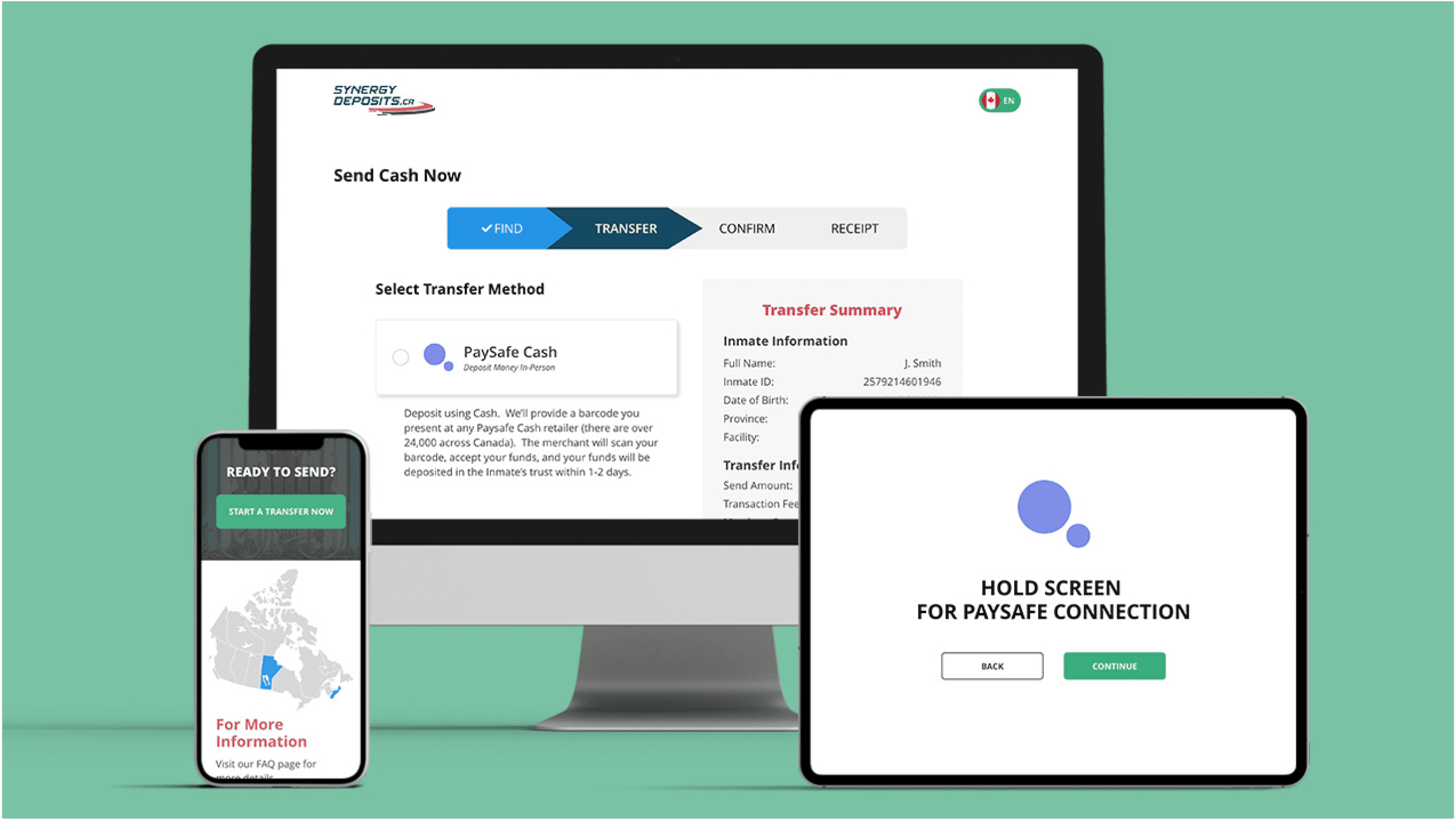 Synergy web application and secure money transfers