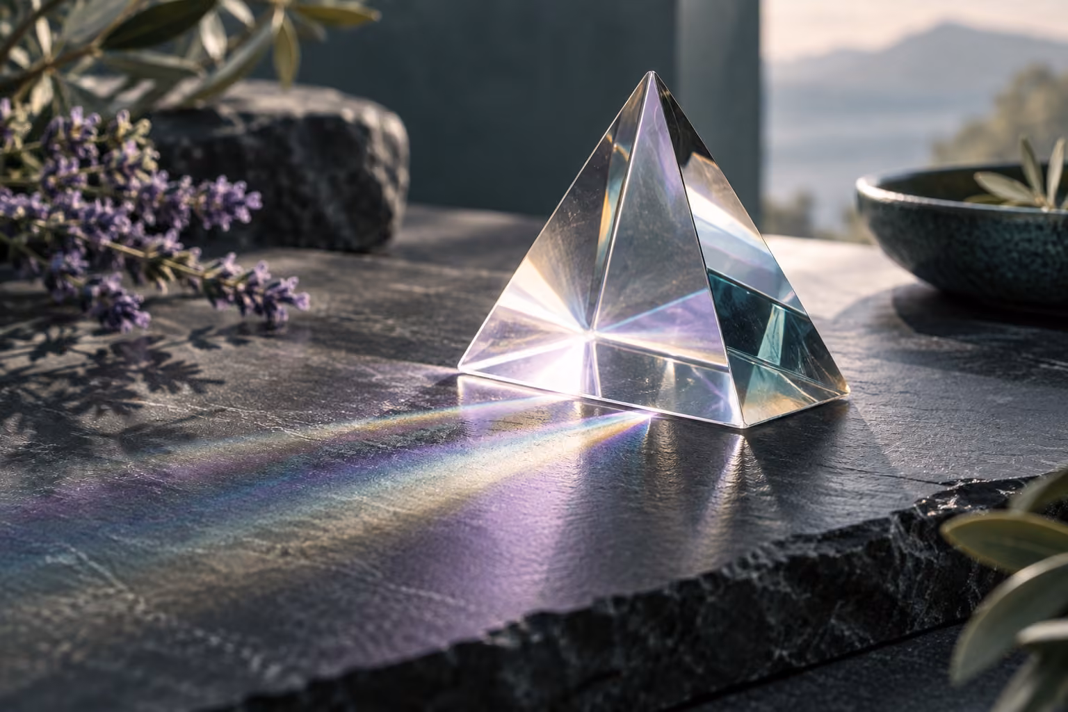 Light passing through a glass prism