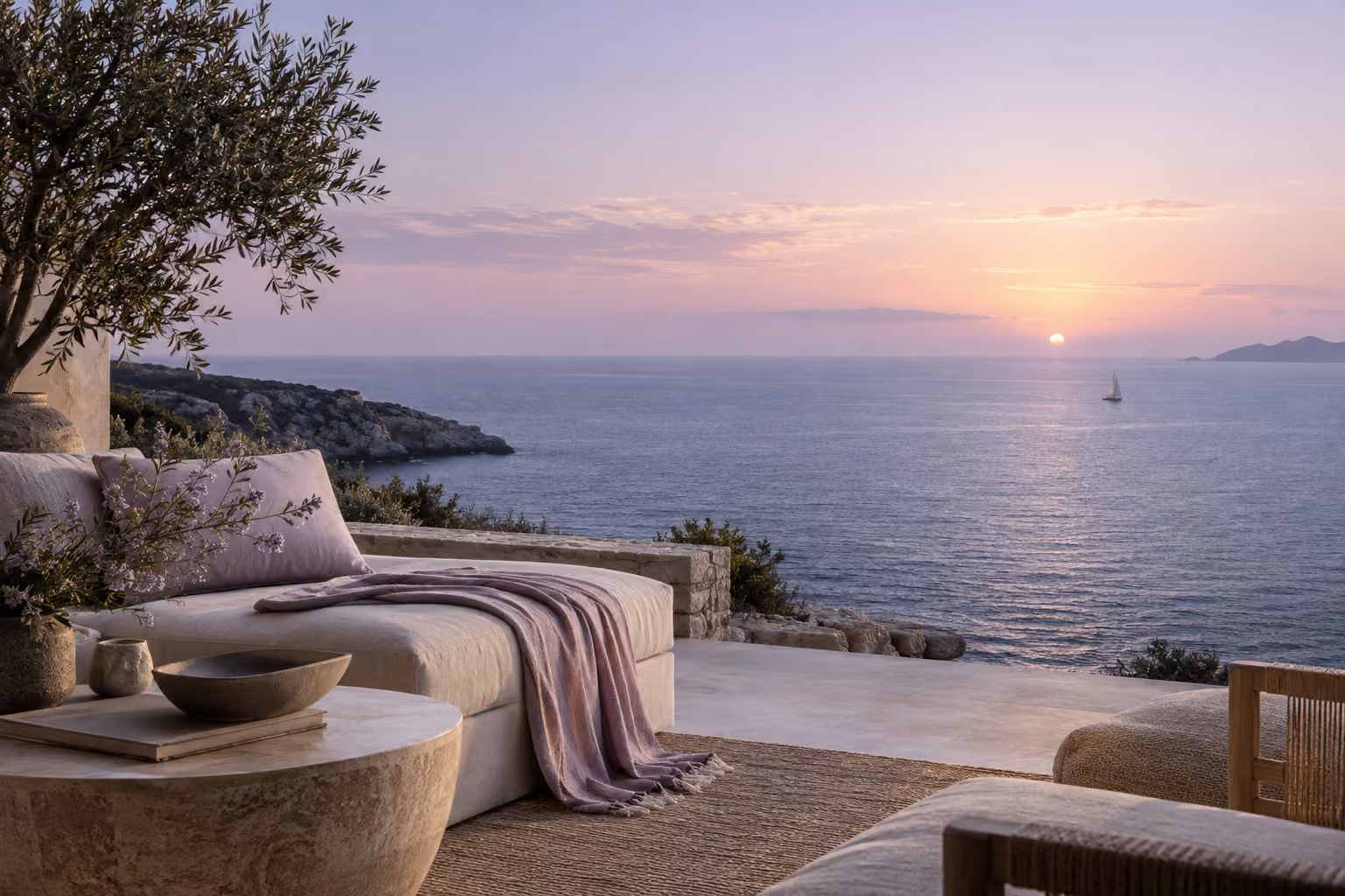 A calm sea at dawn