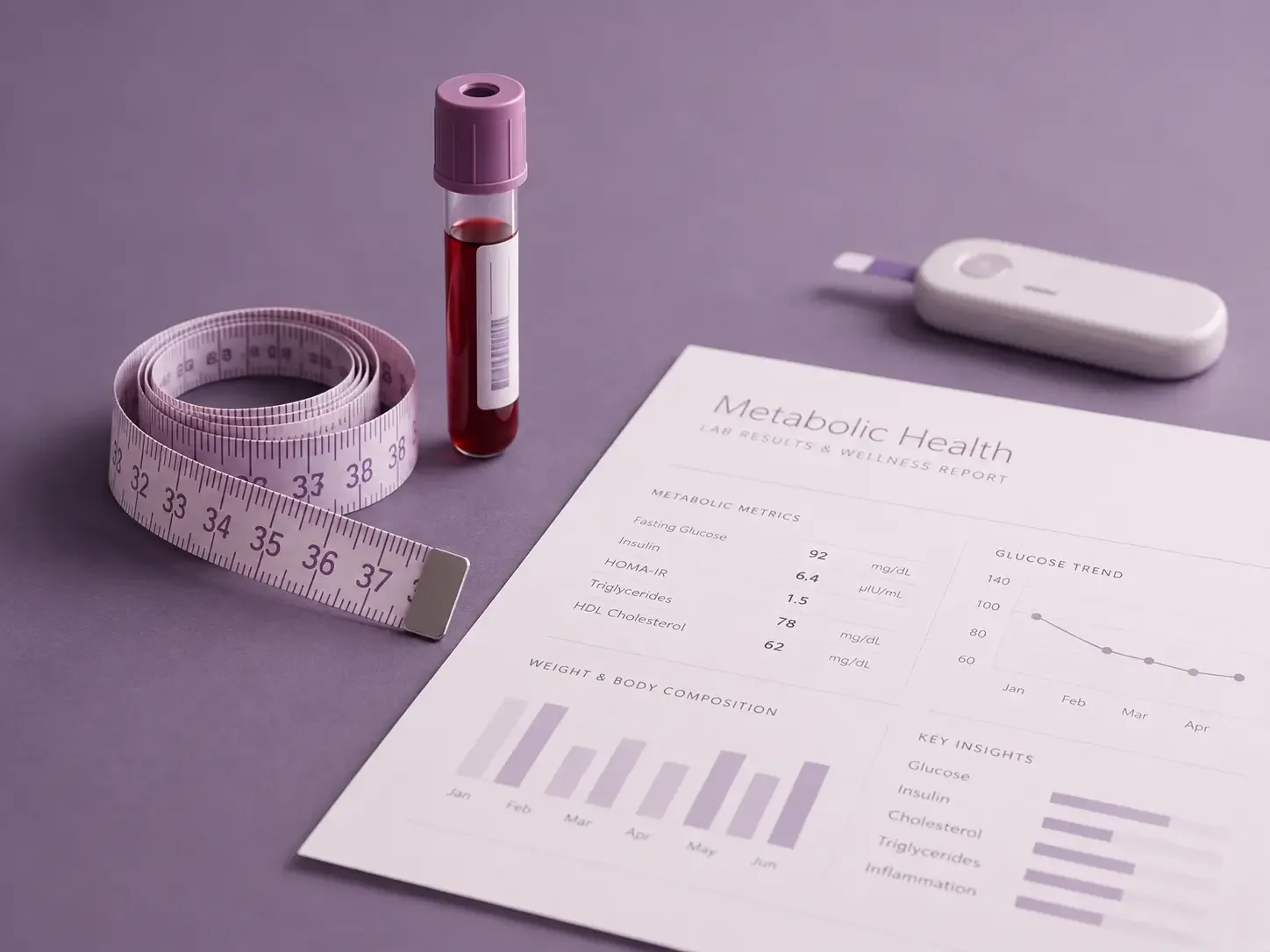 A metabolic health report and lab results