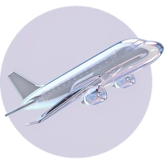 Glass airplane icon for nationwide travel care