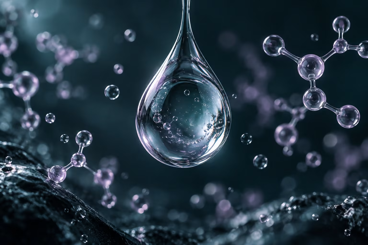 A drop of clear liquid