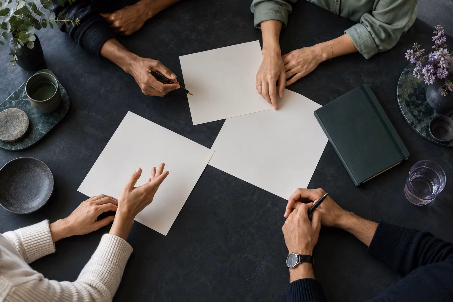 A team working together around a table